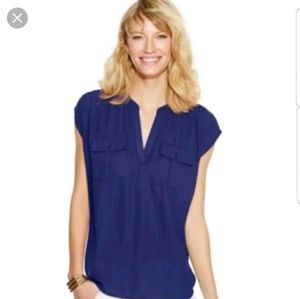 NAVY INC XL Mixed Media Utility Blouse Shirt